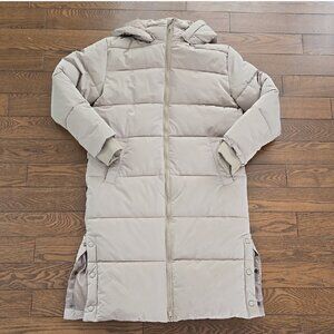 YOUNG long puffer coat with removable hood size 12-14